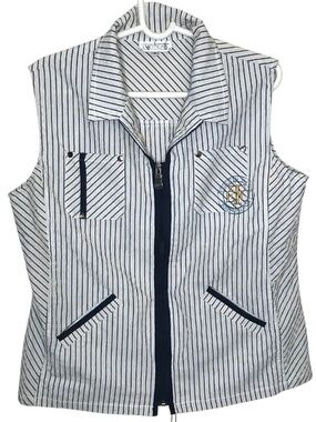 Emotions Striped Zip Vest Women’s Size 13 Nautical Utility Sleeveless Top
